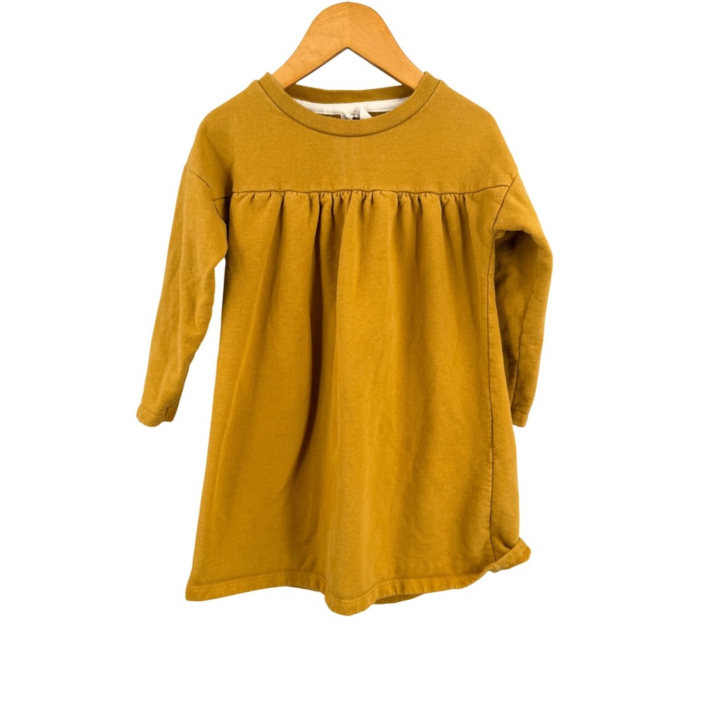 Gray Label Organic Cotton Mustard Yellow Long Sleeve Dress 2-3 Years Portugal